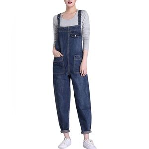 Soojun Women's Baggy Bib Denim Overalls Size Large NWOT